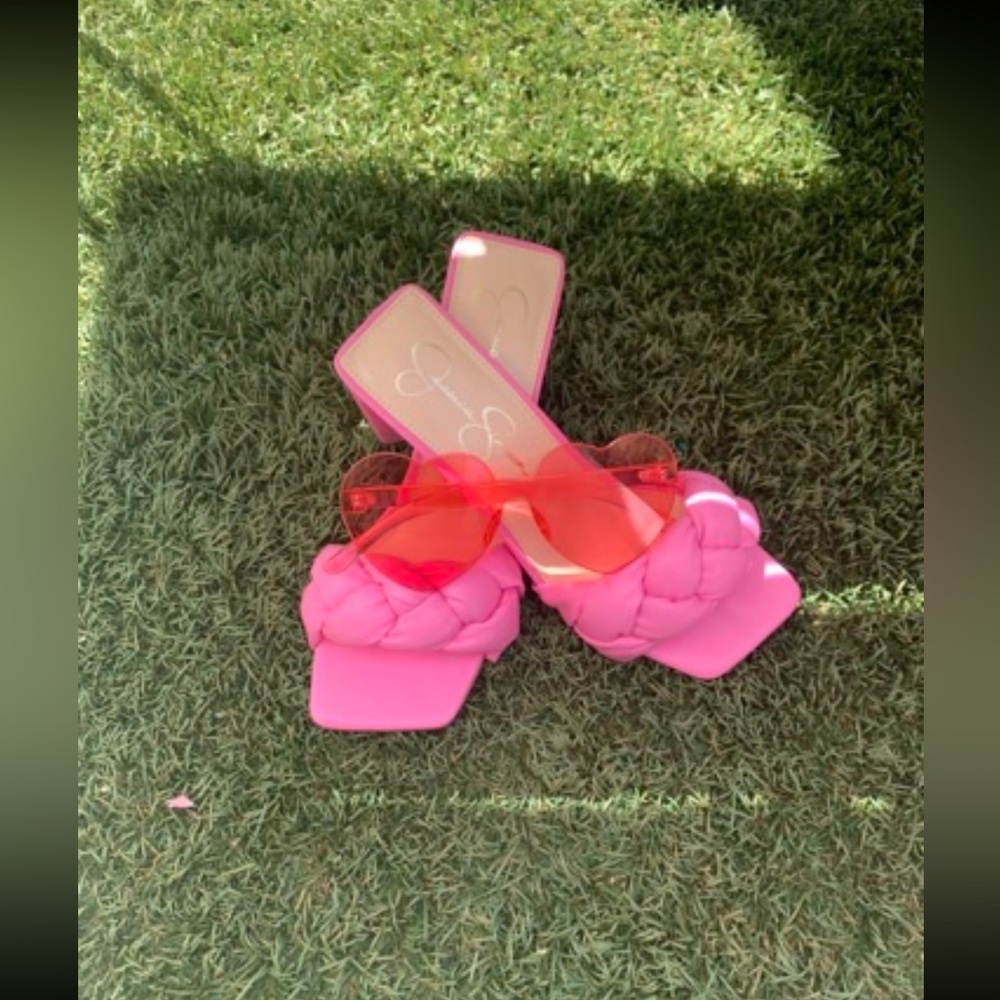 Jessica Simpson pink braided heels 6.5